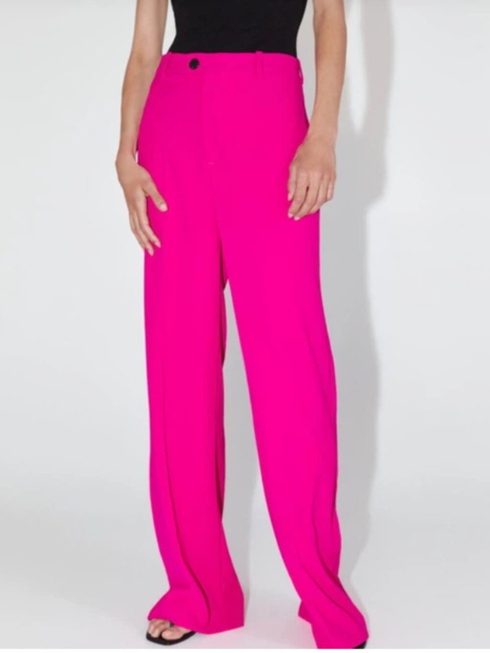 Hot Neon Pink Wide Leg Pleated Trousers Zara 7663/820 Size XXL